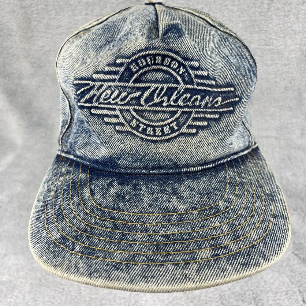 Bourbon Street New Orleans Baseball Hat Cap Acid Denim Snapback Embossed